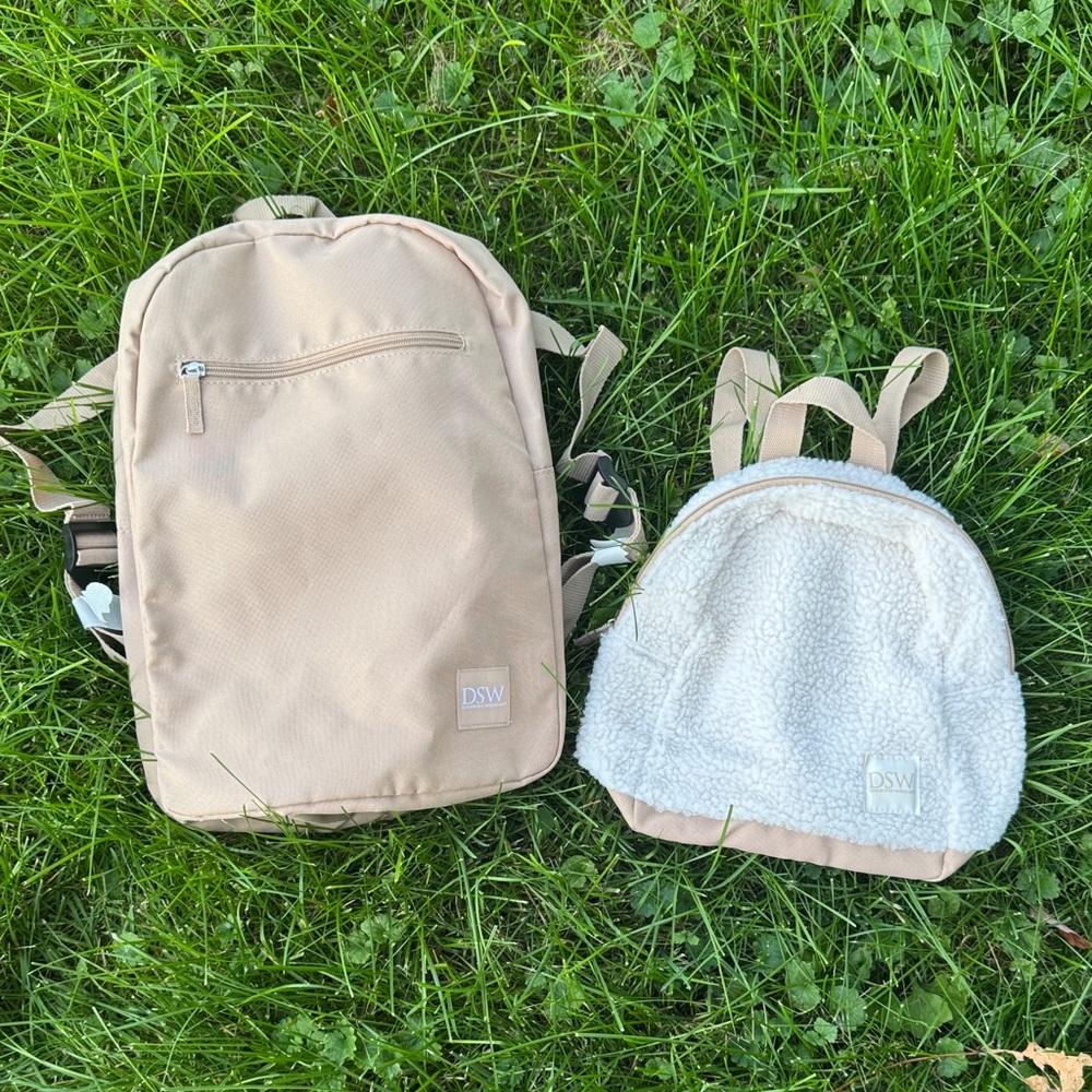 DSW Beige and White Backpack Duo